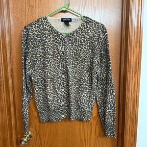 NWOT New York & Company Leopard Print Cardigan Size Large